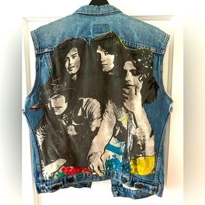 Led Zeppelin denim battle vest!Perfect for over leather jacket. Buttery soft
